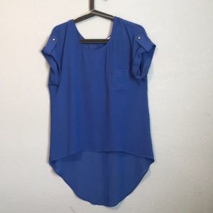 Sheer Royal Blue Button Down Shirt